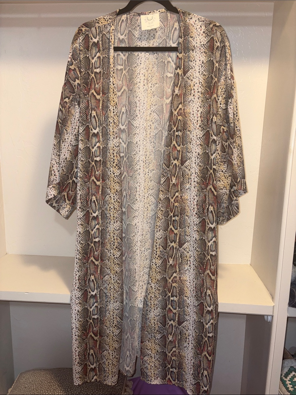 Fantastic Fawn Snakeskin Print Open Front Tunic - Brown, Cream, Black